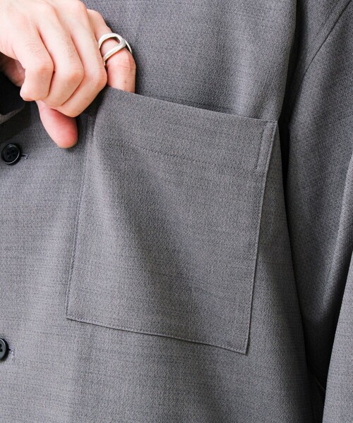 GLOSTER（グロスター）の「【春夏に着たい上品素材】リネンタッチドビーワークシャツ（シャツ/ブラウス・メンズ・グレー/ブラック・S/M/L）」の13枚目の写真