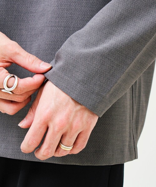 GLOSTER（グロスター）の「【春夏に着たい上品素材】リネンタッチドビーワークシャツ（シャツ/ブラウス・メンズ・グレー/ブラック・S/M/L）」の3枚目の写真