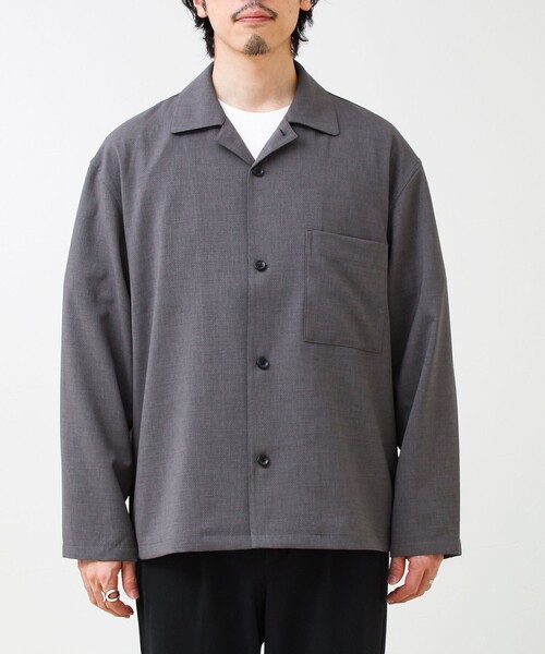 GLOSTER（グロスター）の「【春夏に着たい上品素材】リネンタッチドビーワークシャツ（シャツ/ブラウス・メンズ・グレー/ブラック・S/M/L）」の7枚目の写真
