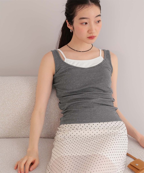miette(ミエット)の「レイヤードライクタンクトップ(タンクトップ・レディース・ブラック/チャコール/オートミール・S/M/L)」の16枚目の写真