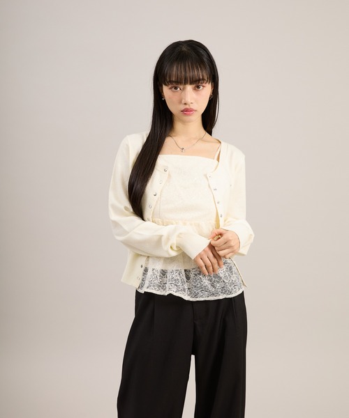 apres jour mignon(アプレジュールミニョン)の「プレート付きカーディガン(カーディガン/ボレロ・レディース・ホワイト/ブルー/ブラウン系その他・フリー/LARGE)」の11枚目の写真