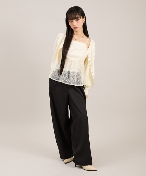 apres jour mignon(アプレジュールミニョン)の「プレート付きカーディガン(カーディガン/ボレロ・レディース・ホワイト/ブルー/ブラウン系その他・フリー/LARGE)」の5枚目の写真