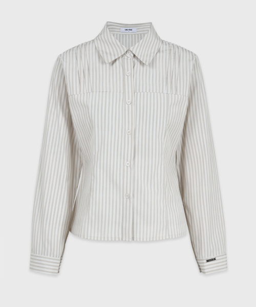 MICANE（ミケーネ）の「ボニー ピンタックストライプシャツ（シャツ/ブラウス・レディース・ライトグレー/ベージュ・LARGE/MEDIUM/X-LARGE/SMALL）」の12枚目の写真
