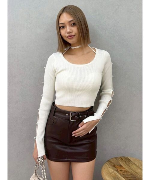 EVRIS（エヴリス）の「アームビジューニットトップス（ニット/セーター・レディース・ブラック/ホワイト/ブルー・FREE）」の20枚目の写真