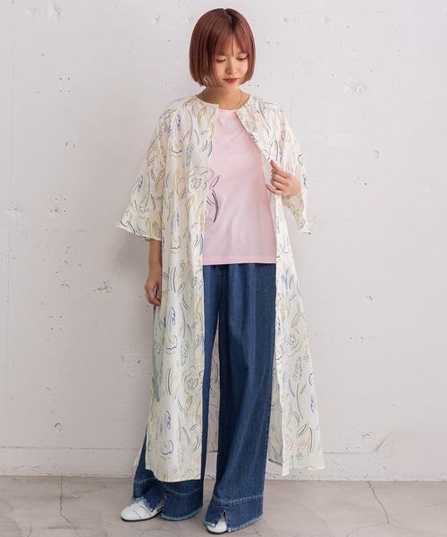 POU DOU DOU（プードゥドゥ）の「ダンシングフラワーフレア袖ワンピース（ワンピース・レディース・ブルー/キナリ・3）」の22枚目の写真