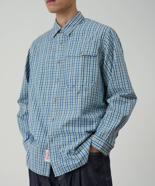 Gramicci（グラミチ）の「POPLIN MILLWOOD SHIRT / ポプリンミルウッドシャツ Gramicci グラミチ（シャツ/ブラウス・メンズ・ブルー/ブラウン・M/L/XL/XXL/S）」の2枚目の写真