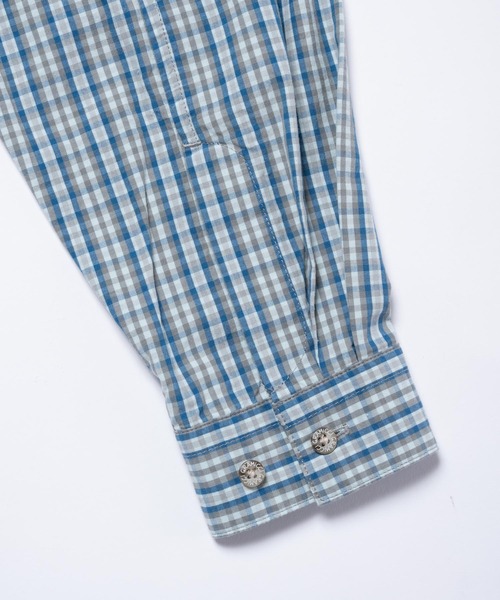 Gramicci（グラミチ）の「POPLIN MILLWOOD SHIRT / ポプリンミルウッドシャツ Gramicci グラミチ（シャツ/ブラウス・メンズ・ブルー/ブラウン・M/L/XL/XXL/S）」の14枚目の写真