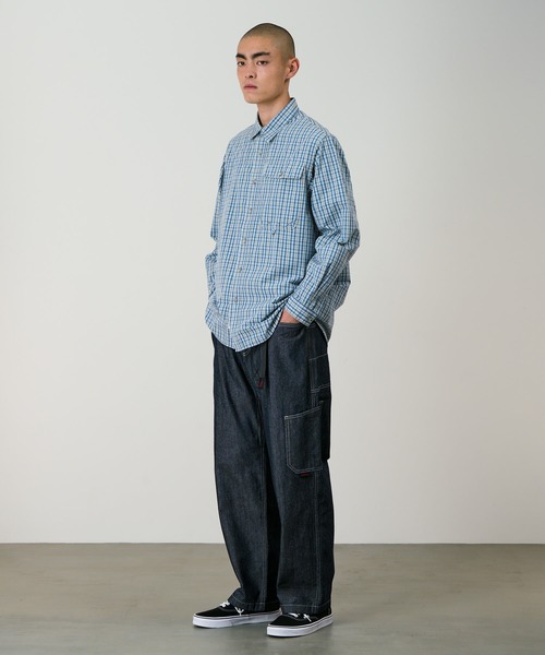 Gramicci（グラミチ）の「POPLIN MILLWOOD SHIRT / ポプリンミルウッドシャツ Gramicci グラミチ（シャツ/ブラウス・メンズ・ブルー/ブラウン・M/L/XL/XXL/S）」の4枚目の写真