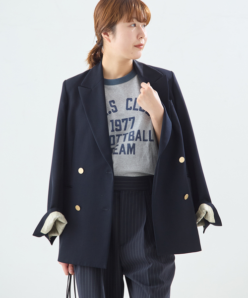 journal standard L'essage（ジャーナルスタンダードレサージュ）の「(L.E.S)リンガーTシャツ（Tシャツ/カットソー・レディース・ベージュ/チャコールグレー・FREE）」の3枚目の写真