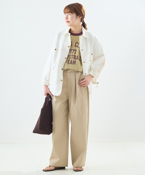 journal standard L'essage（ジャーナルスタンダードレサージュ）の「(L.E.S)リンガーTシャツ（Tシャツ/カットソー・レディース・ベージュ/チャコールグレー・FREE）」の6枚目の写真