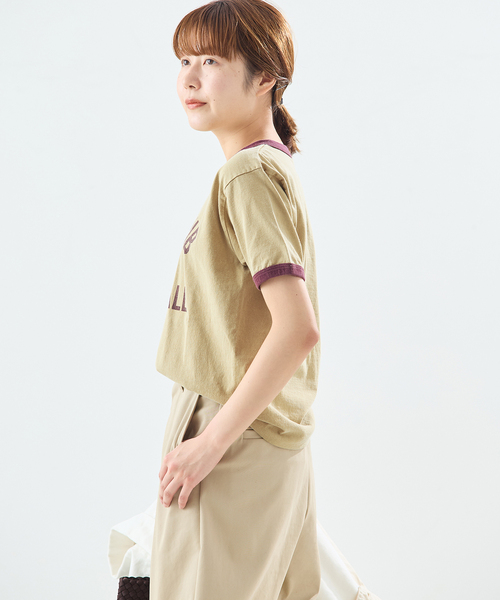 journal standard L'essage（ジャーナルスタンダードレサージュ）の「(L.E.S)リンガーTシャツ（Tシャツ/カットソー・レディース・ベージュ/チャコールグレー・FREE）」の8枚目の写真