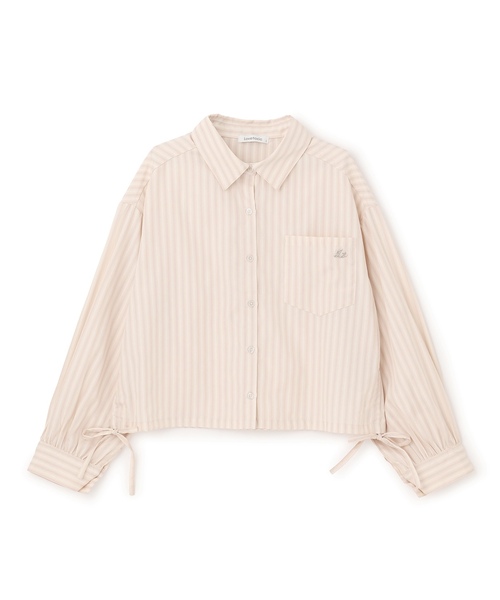 LOVETOXIC（ラブトキシック）の「短丈ドロストストライプシャツ（シャツ/ブラウス・キッズ・クリーム/ブルー・L:160cm/M:150cm/S:140cm）」の7枚目の写真