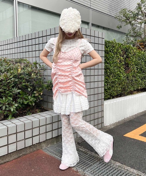 WC(ダブル シー)の「ドロストドットキャミワンピース(ワンピース・レディース・ブラック/ピンク・FREE)」の5枚目の写真