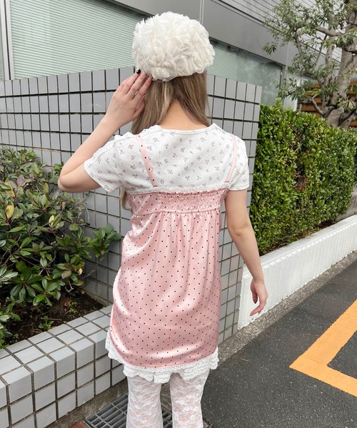 WC(ダブル シー)の「ドロストドットキャミワンピース(ワンピース・レディース・ブラック/ピンク・FREE)」の6枚目の写真