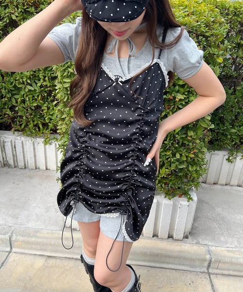 WC(ダブル シー)の「ドロストドットキャミワンピース(ワンピース・レディース・ブラック/ピンク・FREE)」の14枚目の写真