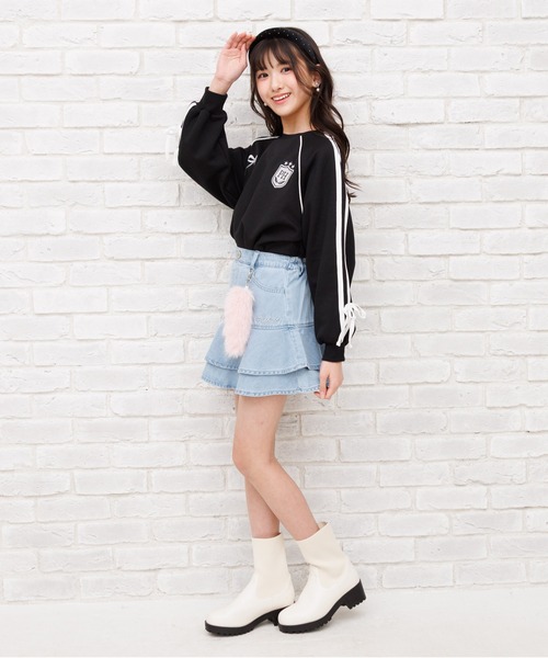 PINKHUNT（ピンクハント）の「PINKHUNT 2段フリルデニムスカート 1447K（デニムスカート・キッズ・ブラック/ブルー・120cm/140cm/160cm/130cm/150cm）」の5枚目の写真