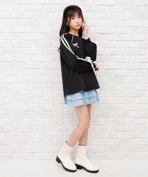 PINKHUNT（ピンクハント）の「PINKHUNT 2段フリルデニムスカート 1447K（デニムスカート・キッズ・ブラック/ブルー・120cm/140cm/160cm/130cm/150cm）」の6枚目の写真