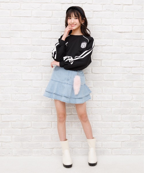 PINKHUNT（ピンクハント）の「PINKHUNT 2段フリルデニムスカート 1447K（デニムスカート・キッズ・ブラック/ブルー・120cm/140cm/160cm/130cm/150cm）」の8枚目の写真