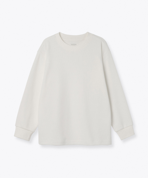 MUSINSA STANDARD KIDS（ムシンサスタンダードキッズ）の「ワッフルリラックスドクルーネック長袖Tシャツ[アイボリー]（Tシャツ/カットソー・レディース・その他・100/110/120/130/140/150/160）」の2枚目の写真