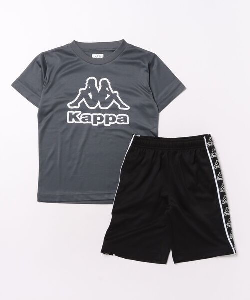 Kappa(カッパ)の「Tシャツ+ショートパンツ上下2点セット(Tシャツ/カットソー・キッズ・ブルー/チャコールグレー・140/160/170/150/130)」の2枚目の写真
