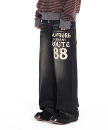 IDWS（アイドンワナセル）の「Inter Print Denim Pants Black（デニムパンツ）」