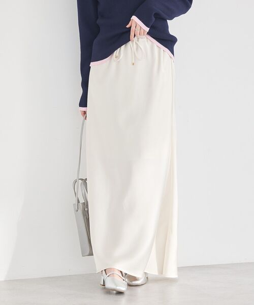 earth music&ecology（アースミュージックアンドエコロジー）の「サテンフリルマーメイドスカート（スカート・レディース・サックスブルー/ブラック/ホワイト系その他2・FREE）」の7枚目の写真