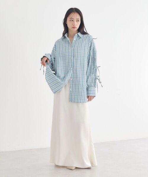 earth music&ecology（アースミュージックアンドエコロジー）の「サテンフリルマーメイドスカート（スカート・レディース・サックスブルー/ブラック/ホワイト系その他2・FREE）」の15枚目の写真