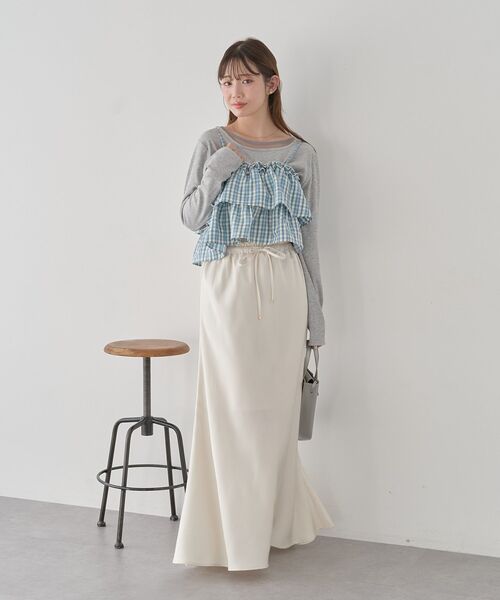 earth music&ecology（アースミュージックアンドエコロジー）の「サテンフリルマーメイドスカート（スカート・レディース・サックスブルー/ブラック/ホワイト系その他2・FREE）」の18枚目の写真