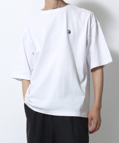 U.S. POLO ASSN.(ユーエスポロアッスン)の「U.S. POLO ASSN./ユーエスポロアッスン 別注 ビッグシルエット ワンポイント刺繍 半袖Tシャツ レディース メンズ(Tシャツ/カットソー・メンズ・ホワイト/ダークグリーン/オートミール/ブラック/ボルドー・LL/L/M)」の18枚目の写真