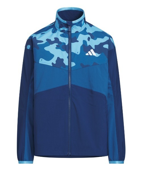 adidas（アディダス）の「アディダス adidas エッセンシャルズ カモ パック レギュラーフィット ライト ウーブン トラックトップ（ナイロンジャケット・キッズ・ブラック×グレー/ブルー・120cm/130cm/140cm/150cm/160cm）」の2枚目の写真