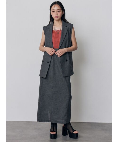 MURUA(ムルーア)の「【セットアップ対応】メッシュナロースカート 夏服(スカート・レディース・グレー/ブラウン/ブラック/アイボリー・2/1)」の13枚目の写真