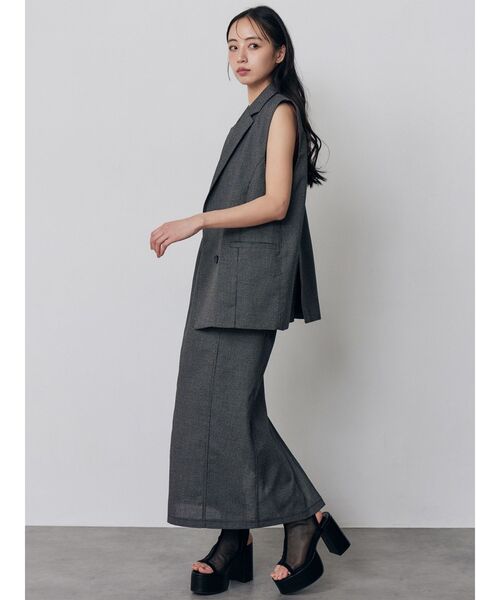 MURUA(ムルーア)の「【セットアップ対応】メッシュナロースカート 夏服(スカート・レディース・グレー/ブラウン/ブラック/アイボリー・2/1)」の15枚目の写真