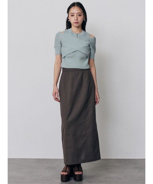 MURUA(ムルーア)の「【セットアップ対応】メッシュナロースカート 夏服(スカート・レディース・グレー/ブラウン/ブラック/アイボリー・2/1)」の22枚目の写真