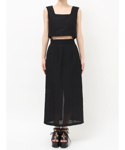 MURUA(ムルーア)の「【セットアップ対応】メッシュナロースカート 夏服(スカート・レディース・グレー/ブラウン/ブラック/アイボリー・2/1)」の7枚目の写真