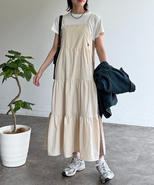 U.S. POLO ASSN.（ユーエスポロアッスン）の「【U.S. POLO ASSN】ナイロンティアードキャミワンピース（ワンピース・レディース・アイボリー/ブラック/ネイビー・FREE）」の4枚目の写真