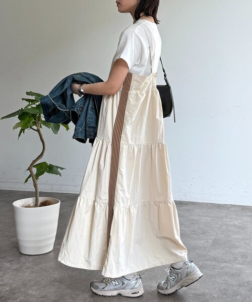 U.S. POLO ASSN.（ユーエスポロアッスン）の「【U.S. POLO ASSN】ナイロンティアードキャミワンピース（ワンピース・レディース・アイボリー/ブラック/ネイビー・FREE）」の5枚目の写真