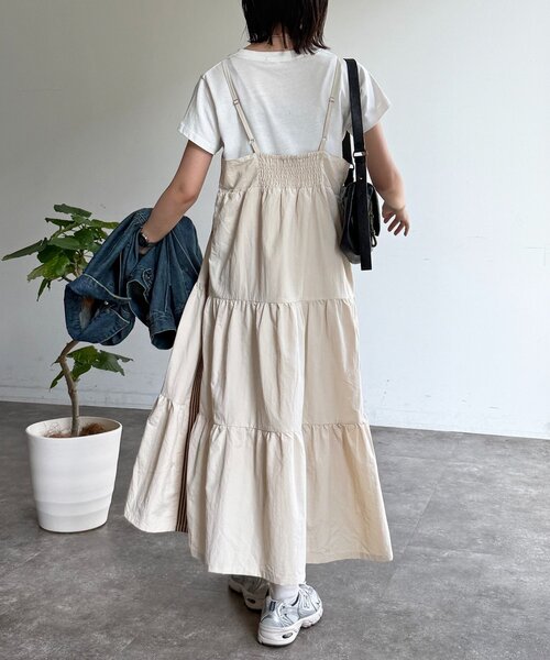 U.S. POLO ASSN.（ユーエスポロアッスン）の「【U.S. POLO ASSN】ナイロンティアードキャミワンピース（ワンピース・レディース・アイボリー/ブラック/ネイビー・FREE）」の6枚目の写真