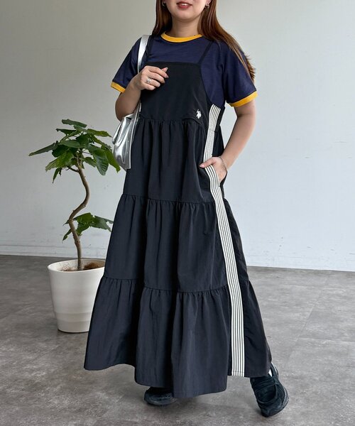 U.S. POLO ASSN.（ユーエスポロアッスン）の「【U.S. POLO ASSN】ナイロンティアードキャミワンピース（ワンピース・レディース・アイボリー/ブラック/ネイビー・FREE）」の9枚目の写真