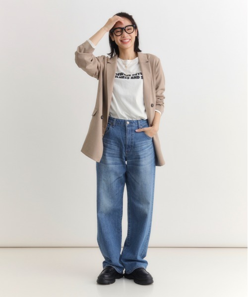 SOMETHING（サムシング）の「【SOMETHING】ＥＬＳＡ ルーズストレート デニムパンツ (体型カバー / ミッドライズ / クリーン仕上げ)（デニムパンツ・レディース・ライトインディゴブルー・XS/S/M/L）」の6枚目の写真