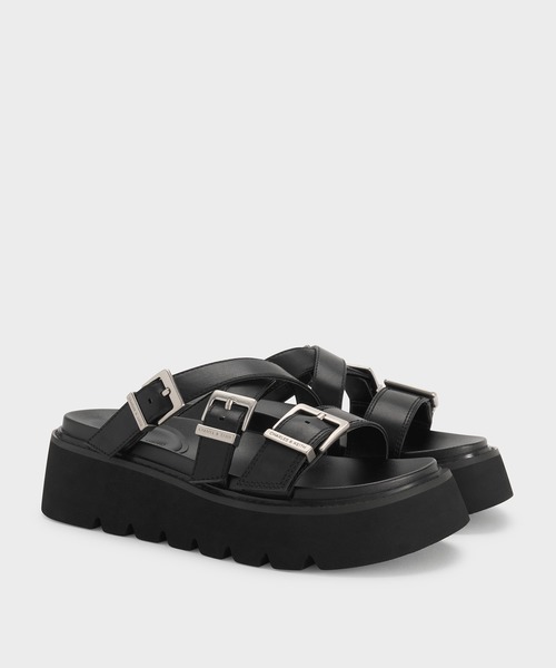 CHARLES & KEITH（チャールズ & キース）の「Laine レイン バックルプラットフォーム サンダル（サンダル・レディース・サンドベージュ/ブラック・25cm/25.5cm/24.5cm/23.5cm/23cm/22.5cm）」の10枚目の写真