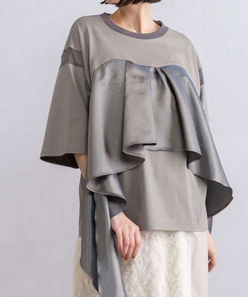 MARECHAL TERRE(マルシャルテル)の「2Wayフリルトップス(Tシャツ/カットソー・レディース・グレー/ホワイト/ネイビー/ブラック・MEDIUM)」の3枚目の写真