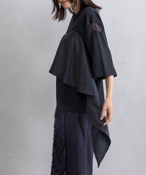 MARECHAL TERRE(マルシャルテル)の「2Wayフリルトップス(Tシャツ/カットソー・レディース・グレー/ホワイト/ネイビー/ブラック・MEDIUM)」の6枚目の写真