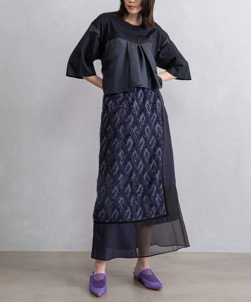 MARECHAL TERRE(マルシャルテル)の「2Wayフリルトップス(Tシャツ/カットソー・レディース・グレー/ホワイト/ネイビー/ブラック・MEDIUM)」の10枚目の写真