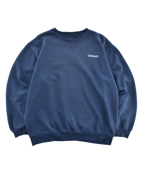 Carhartt(カーハート)の「【USED】Carhartt ロゴ クルーネックスウェット(スウェット・メンズ・ネイビー・LARGE)」の1枚目の写真