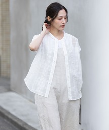Munich | シアージャガードチェック×シワ加工ローンタックスリーブシャツ(シャツ/ブラウス)