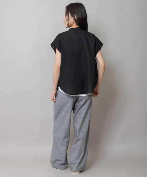 Munich(ミューニック)の「シアージャガードチェック×シワ加工ローンタックスリーブシャツ(シャツ/ブラウス・レディース・ホワイト/ブラック・FREE)」の6枚目の写真