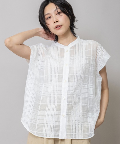 Munich(ミューニック)の「シアージャガードチェック×シワ加工ローンタックスリーブシャツ(シャツ/ブラウス・レディース・ホワイト/ブラック・FREE)」の11枚目の写真