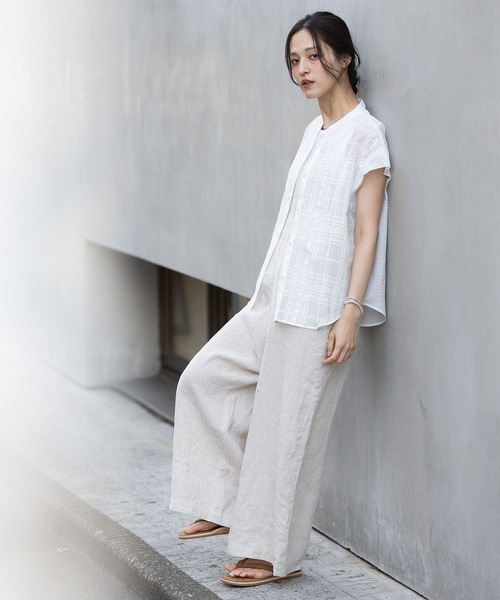 Munich(ミューニック)の「シアージャガードチェック×シワ加工ローンタックスリーブシャツ(シャツ/ブラウス・レディース・ホワイト/ブラック・FREE)」の22枚目の写真