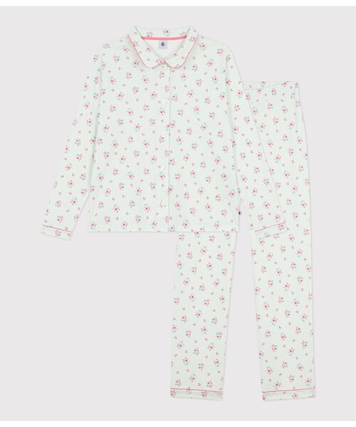 PETIT BATEAU（プチバトー）の「プリント長袖パジャマ（ルームウェア/パジャマ・レディース・ホワイト×グリーン/ホワイト系その他・X-SMALL/SMALL/MEDIUM/XX-SMALL/LARGE）」の7枚目の写真