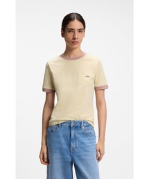 スリムフィット コットン Tシャツ コントラスト リブディテール
